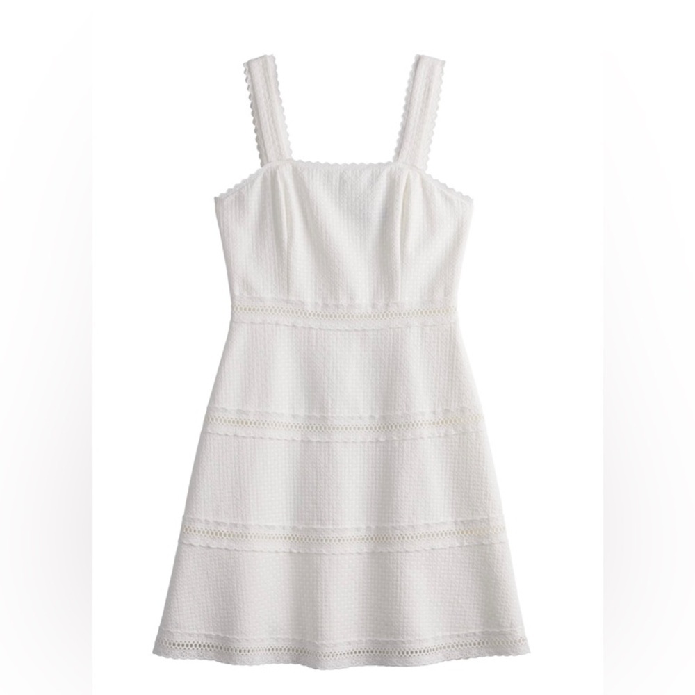 Draper James White Textured Midi Dress